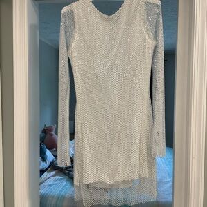 12th Tribe White Long Sleeve Mesh Dress